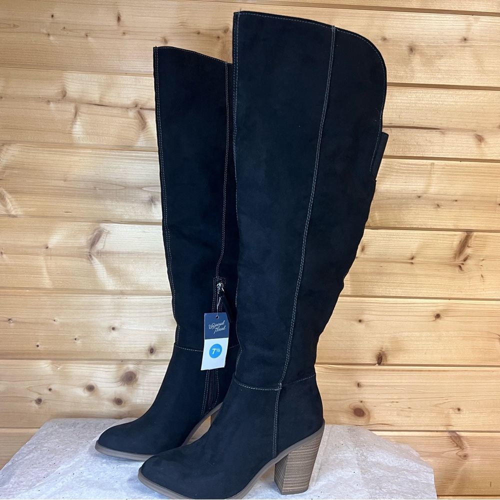 Universal thread thigh high riding boots heeled black size 7.5 NWT